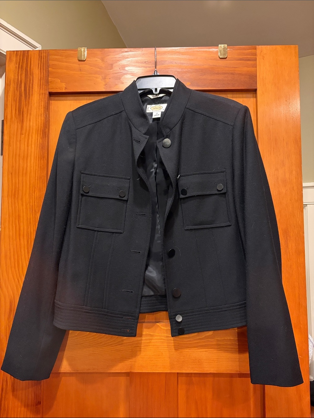 Talbots Black Cropped Military-Inspired Blazer